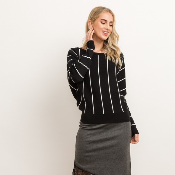 Hem & Thread Contemporary Vertical Stripe  Sweater - Picture 2 of 5